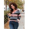 image:imageWIHOLL Long Sleeve Shirts for Women Fall Outfits V Neck T Shirts Button Down Tunic Tops Fashion Clothing0pink Stripe
