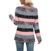 image:imageWIHOLL Long Sleeve Shirts for Women Fall Outfits V Neck T Shirts Button Down Tunic Tops Fashion Clothing0pink Stripe