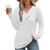 image:imageWIHOLL Long Sleeve Shirts for Women Fall Outfits V Neck T Shirts Button Down Tunic Tops Fashion Clothing0white