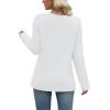 image:imageWIHOLL Long Sleeve Shirts for Women Fall Outfits V Neck T Shirts Button Down Tunic Tops Fashion Clothing0white