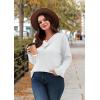 image:imageWIHOLL Long Sleeve Shirts for Women Fall Outfits V Neck T Shirts Button Down Tunic Tops Fashion Clothing0white