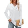 image:imageWIHOLL Long Sleeve Shirts for Women Fall Outfits V Neck T Shirts Button Down Tunic Tops Fashion Clothing0white