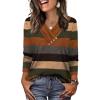 image:imageWIHOLL Long Sleeve Shirts for Women Fall Outfits V Neck T Shirts Button Down Tunic Tops Fashion Clothing1autumn Stripe