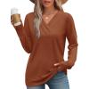 image:imageWIHOLL Long Sleeve Shirts for Women Fall Outfits V Neck T Shirts Button Down Tunic Tops Fashion Clothing1caramel