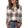 image:imageWIHOLL Long Sleeve Shirts for Women Fall Outfits V Neck T Shirts Button Down Tunic Tops Fashion Clothing1casual Plaid