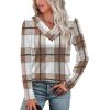 image:imageWIHOLL Long Sleeve Shirts for Women Fall Outfits V Neck T Shirts Button Down Tunic Tops Fashion Clothing1casual Plaid