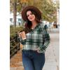 image:imageWIHOLL Long Sleeve Shirts for Women Fall Outfits V Neck T Shirts Button Down Tunic Tops Fashion Clothing1green Grid