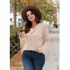 image:imageWIHOLL Long Sleeve Shirts for Women Fall Outfits V Neck T Shirts Button Down Tunic Tops Fashion Clothing1khaki