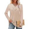 image:imageWIHOLL Long Sleeve Shirts for Women Fall Outfits V Neck T Shirts Button Down Tunic Tops Fashion Clothing1khaki