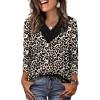 image:imageWIHOLL Long Sleeve Shirts for Women Fall Outfits V Neck T Shirts Button Down Tunic Tops Fashion Clothing1leopard Print