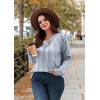 image:imageWIHOLL Long Sleeve Shirts for Women Fall Outfits V Neck T Shirts Button Down Tunic Tops Fashion Clothing1vertical Stripes