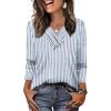 image:imageWIHOLL Long Sleeve Shirts for Women Fall Outfits V Neck T Shirts Button Down Tunic Tops Fashion Clothing1vertical Stripes