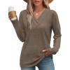 image:imageWIHOLL Long Sleeve Shirts for Women Fall Outfits V Neck T Shirts Button Down Tunic Tops Fashion Clothing2coffee