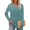 image:imageWIHOLL Long Sleeve Shirts for Women Fall Outfits V Neck T Shirts Button Down Tunic Tops Fashion Clothing2teal