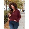 image:imageWIHOLL Long Sleeve Shirts for Women Fall Outfits V Neck T Shirts Button Down Tunic Tops Fashion Clothing3burgundy