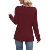 image:imageWIHOLL Long Sleeve Shirts for Women Fall Outfits V Neck T Shirts Button Down Tunic Tops Fashion Clothing3burgundy