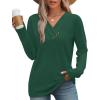 image:imageWIHOLL Long Sleeve Shirts for Women Fall Outfits V Neck T Shirts Button Down Tunic Tops Fashion Clothing3green