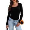 image:imageWIHOLL Long Sleeve Thermal Shirts for Women Light Fleece Tops Spring 2026 Square Neck Basic TeesAblack