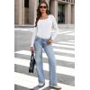 image:imageWIHOLL Long Sleeve Thermal Shirts for Women Light Fleece Tops Spring 2026 Square Neck Basic TeesAwhite