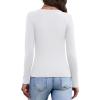 image:imageWIHOLL Long Sleeve Thermal Shirts for Women Light Fleece Tops Spring 2026 Square Neck Basic TeesAwhite