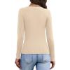 image:imageWIHOLL Long Sleeve Thermal Shirts for Women Light Fleece Tops Spring 2026 Square Neck Basic TeesBeige
