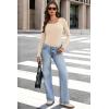 image:imageWIHOLL Long Sleeve Thermal Shirts for Women Light Fleece Tops Spring 2026 Square Neck Basic TeesBeige