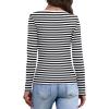 image:imageWIHOLL Long Sleeve Thermal Shirts for Women Light Fleece Tops Spring 2026 Square Neck Basic TeesBlack Striped