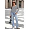 image:imageWIHOLL Long Sleeve Thermal Shirts for Women Light Fleece Tops Spring 2026 Square Neck Basic TeesBlack Striped