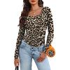 image:imageWIHOLL Long Sleeve Thermal Shirts for Women Light Fleece Tops Spring 2026 Square Neck Basic TeesBleopard