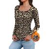 image:imageWIHOLL Long Sleeve Thermal Shirts for Women Light Fleece Tops Spring 2026 Square Neck Basic TeesBleopard