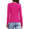 image:imageWIHOLL Long Sleeve Thermal Shirts for Women Light Fleece Tops Spring 2026 Square Neck Basic TeesHot Pink