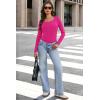 image:imageWIHOLL Long Sleeve Thermal Shirts for Women Light Fleece Tops Spring 2026 Square Neck Basic TeesHot Pink