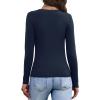 image:imageWIHOLL Long Sleeve Thermal Shirts for Women Light Fleece Tops Spring 2026 Square Neck Basic TeesNavy Blue