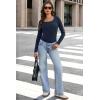 image:imageWIHOLL Long Sleeve Thermal Shirts for Women Light Fleece Tops Spring 2026 Square Neck Basic TeesNavy Blue