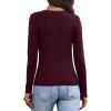 image:imageWIHOLL Long Sleeve Thermal Shirts for Women Light Fleece Tops Spring 2026 Square Neck Basic TeesWine