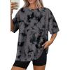 image:imageWIHOLL Oversized Tshirts for Women Summer Tops Short Sleeve T Shirts Beach Vacation Clothes Travel Outfits Fashion 2026Charcoal Tie Dye