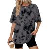 image:imageWIHOLL Oversized Tshirts for Women Summer Tops Short Sleeve T Shirts Beach Vacation Clothes Travel Outfits Fashion 2026Charcoal Tie Dye