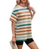 image:imageWIHOLL Oversized Tshirts for Women Summer Tops Short Sleeve T Shirts Beach Vacation Clothes Travel Outfits Fashion 2026Colorful Stripes