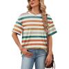 image:imageWIHOLL Oversized Tshirts for Women Summer Tops Short Sleeve T Shirts Beach Vacation Clothes Travel Outfits Fashion 2026Colorful Stripes
