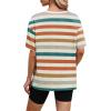 image:imageWIHOLL Oversized Tshirts for Women Summer Tops Short Sleeve T Shirts Beach Vacation Clothes Travel Outfits Fashion 2026Colorful Stripes