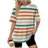 image:imageWIHOLL Oversized Tshirts for Women Summer Tops Short Sleeve T Shirts Beach Vacation Clothes Travel Outfits Fashion 2026Colorful Stripes