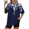 image:imageWIHOLL Oversized Tshirts for Women Summer Tops Short Sleeve T Shirts Beach Vacation Clothes Travel Outfits Fashion 2026Floral Navy