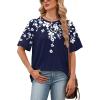 image:imageWIHOLL Oversized Tshirts for Women Summer Tops Short Sleeve T Shirts Beach Vacation Clothes Travel Outfits Fashion 2026Floral Navy