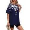 image:imageWIHOLL Oversized Tshirts for Women Summer Tops Short Sleeve T Shirts Beach Vacation Clothes Travel Outfits Fashion 2026Floral Navy
