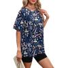 image:imageWIHOLL Oversized Tshirts for Women Summer Tops Short Sleeve T Shirts Beach Vacation Clothes Travel Outfits Fashion 2026Flowers and Leaves