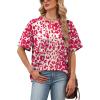 image:imageWIHOLL Oversized Tshirts for Women Summer Tops Short Sleeve T Shirts Beach Vacation Clothes Travel Outfits Fashion 2026Hot Pink Leopard