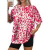 image:imageWIHOLL Oversized Tshirts for Women Summer Tops Short Sleeve T Shirts Beach Vacation Clothes Travel Outfits Fashion 2026Hot Pink Leopard