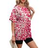 image:imageWIHOLL Oversized Tshirts for Women Summer Tops Short Sleeve T Shirts Beach Vacation Clothes Travel Outfits Fashion 2026Hot Pink Leopard