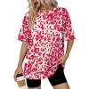 image:imageWIHOLL Oversized Tshirts for Women Summer Tops Short Sleeve T Shirts Beach Vacation Clothes Travel Outfits Fashion 2026Hot Pink Leopard