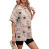 image:imageWIHOLL Oversized Tshirts for Women Summer Tops Short Sleeve T Shirts Beach Vacation Clothes Travel Outfits Fashion 2026Ink Painting Flowers